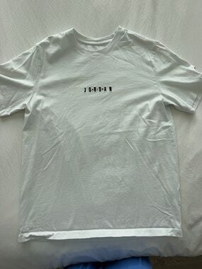 Air Jordan White Short-Sleeve Tee with Black Logo